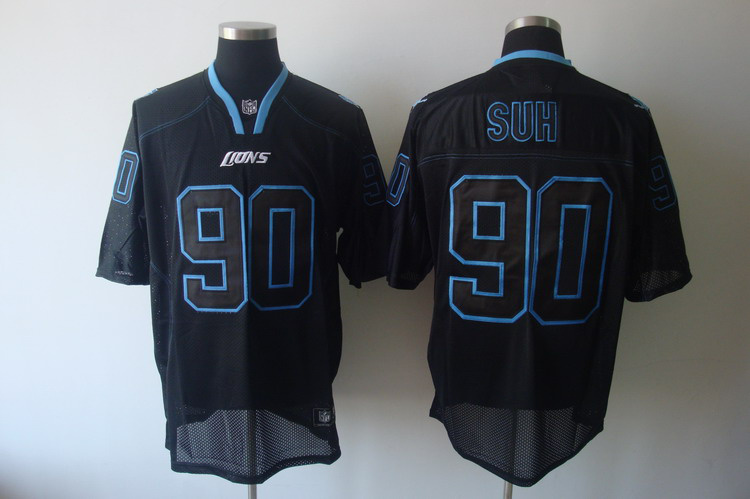 Lions #90 Ndamukong Suh Lights Out Black Stitched NFL Jersey