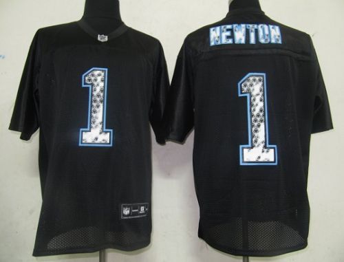 Sideline Black United Panthers #1 Cam Newton Black Stitched NFL Jersey