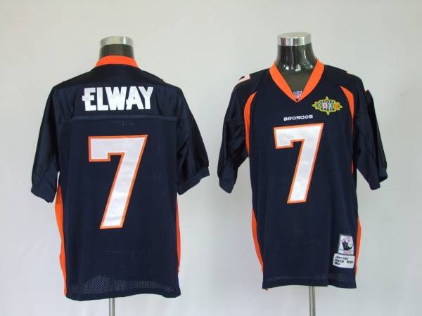 Mitchel & Ness Broncos #7 John Elway Blue With 2010 Super Bowl Patch Stitched Throwback NFL Jersey