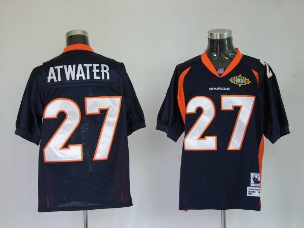 Mitchel & Ness Broncos #27 Steve Atwater Blue With 2010 Super Bowl Patch Stitched Throwback NFL Jersey