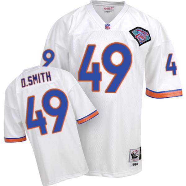 Mitchel & Ness Broncos #49 Dennis Smith White Stitched Throwback NFL Jersey