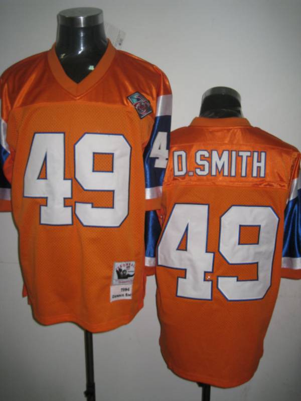 Mitchel & Ness Broncos #49 Dennis Smith Orange Stitched Throwback NFL Jersey