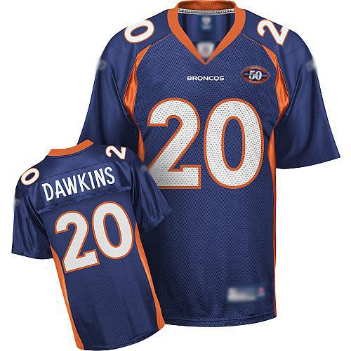 Broncos #20 Brian Dawkins Blue Team 50th Annivesary Patch Stitched NFL Jerseys