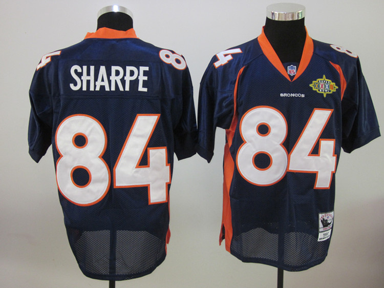 Mitchell & Ness Broncos #84 Shannon Sharpe Blue With Super Bowl Patch Stitched NFL Jersey