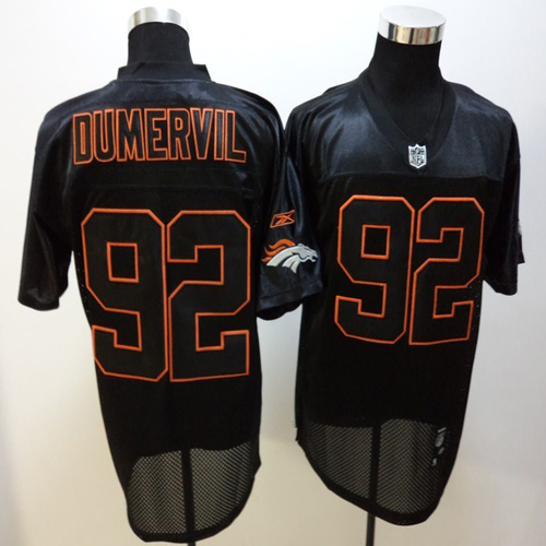 Broncos #92 Elvis Dumervil Black Sideline United Stitched NFL Jersey