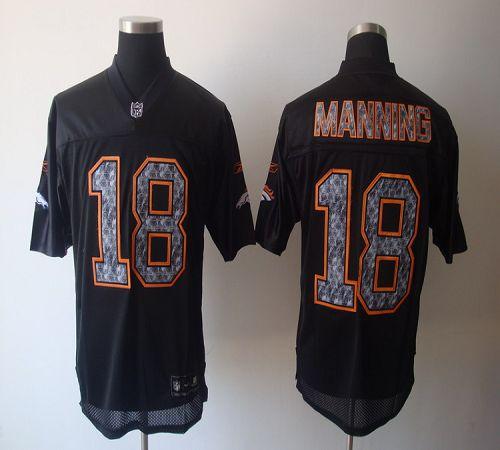 Sideline Black United Broncos #18 Peyton Manning Black Stitched NFL Jersey