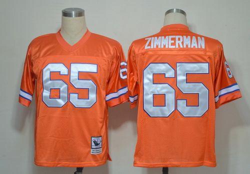 Mitchell And Ness Broncos #65 Gary Zimmerman Orange Stitched Throwback NFL Jersey