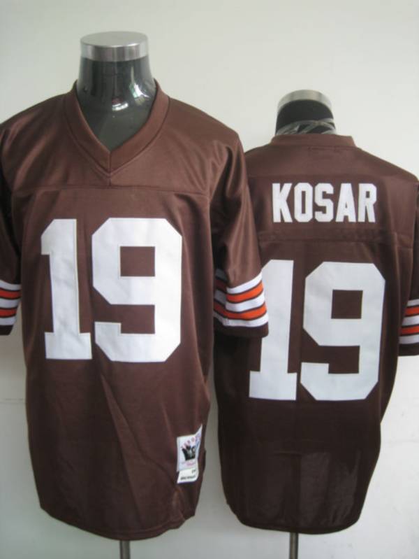 Mitchell & Ness Browns #19 Bernie Kosar Brown Stitched Throwback NFL Jersey