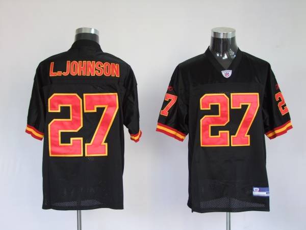 Chiefs #27 Larry Johnson Black Stitched NFL Jersey