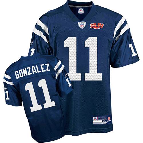 Colts #11 Anthony Gonzalez Blue With Super Bowl Patch Stitched NFL Jersey