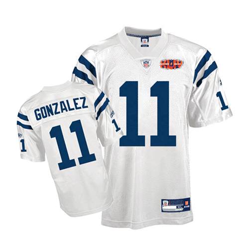 Colts #11 Anthony Gonzalez White With Super Bowl Patch Stitched NFL Jersey