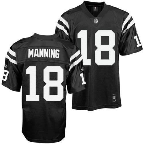 Colts #18 Peyton Manning Black Shadow Stitched NFL Jersey