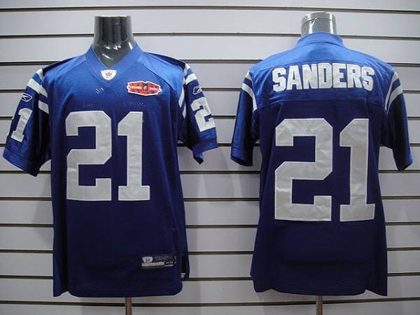 Colts #21 Bob Sanders Blue With Super Bowl Patch Stitched NFL Jersey