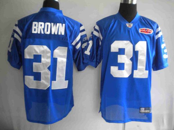 Colts #31 Donald Brown Blue With Super Bowl Patch Stitched NFL Jersey
