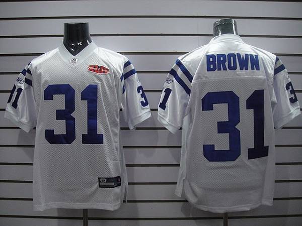 Colts #31 Donald Brown White With Super Bowl Patch Stitched NFL Jersey