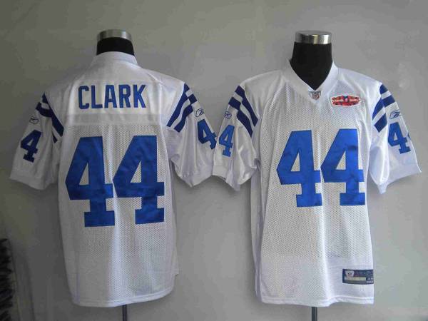 Colts #44 Dallas Clark White With Super Bowl Patch Stitched NFL Jersey