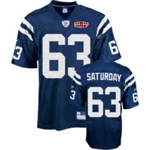 Colts #63 Jeff Saturday Blue With Super Bowl Patch Stitched NFL Jersey