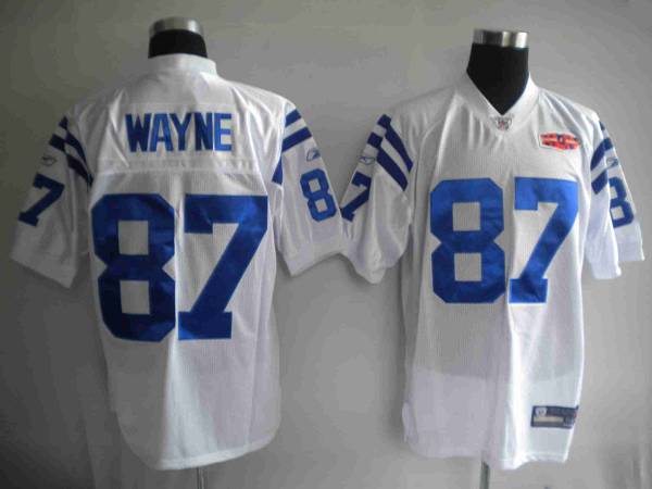 Colts #87 Reggie Wayne White With Super Bowl Patch Stitched NFL Jersey