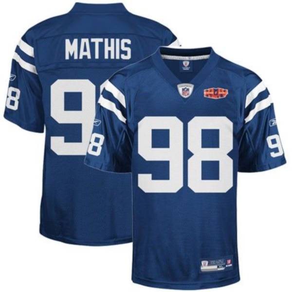 Colts #98 Robert Mathis Blue With Super Bowl Patch Stitched NFL Jersey