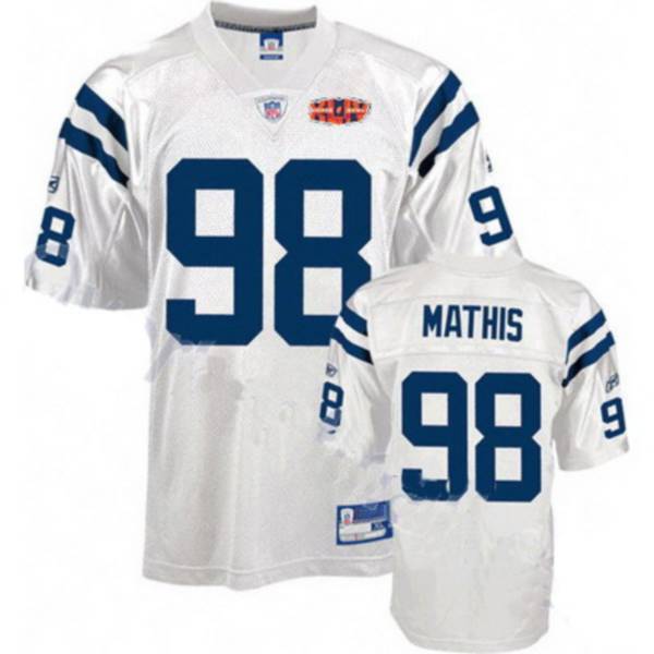 Colts #98 Robert Mathis White With Super Bowl Patch Stitched NFL Jersey