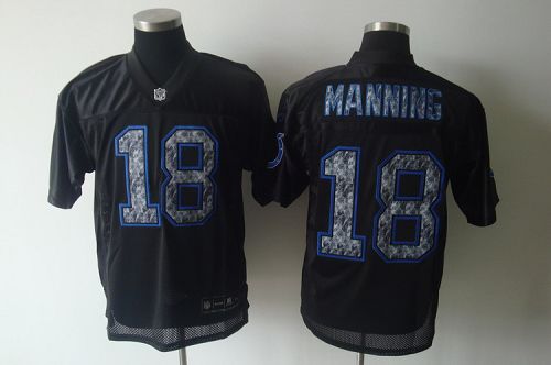 Sideline Black United Colts #18 Peyton Manning Black Stitched NFL Jersey