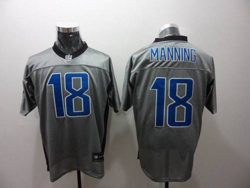 Colts #18 Peyton Manning Grey Shadow Stitched NFL Jersey