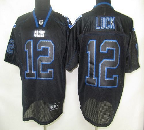Colts #12 Andrew Luck Lights Out Black Stitched NFL Jersey