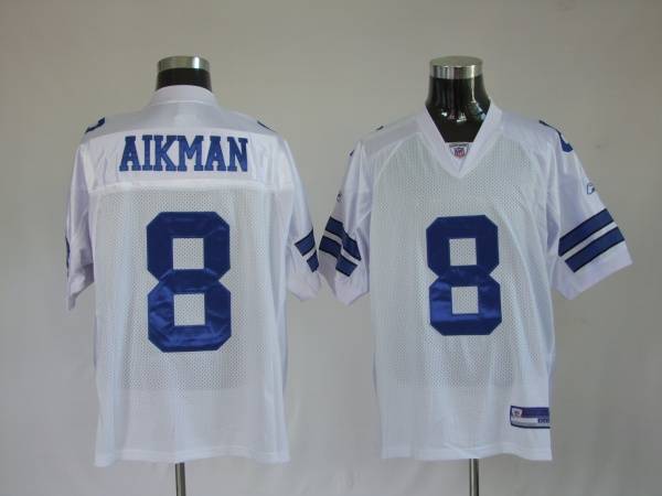 Cowboys #8 Troy Aikman White Stitched NFL Jersey