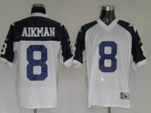 Cowboys #8 Troy Aikman White Thanksgiving Stitched Throwback NFL Jersey