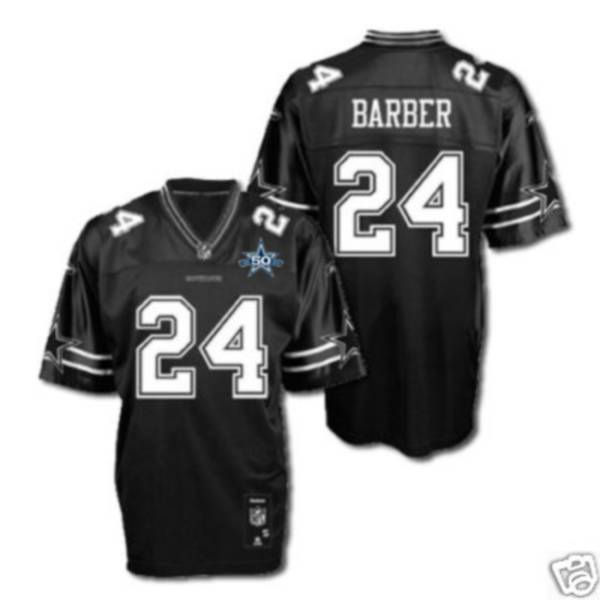 Cowboys #24 Marion Barber Black Shadow Team 50TH Anniversary Patch Stitched NFL Jersey