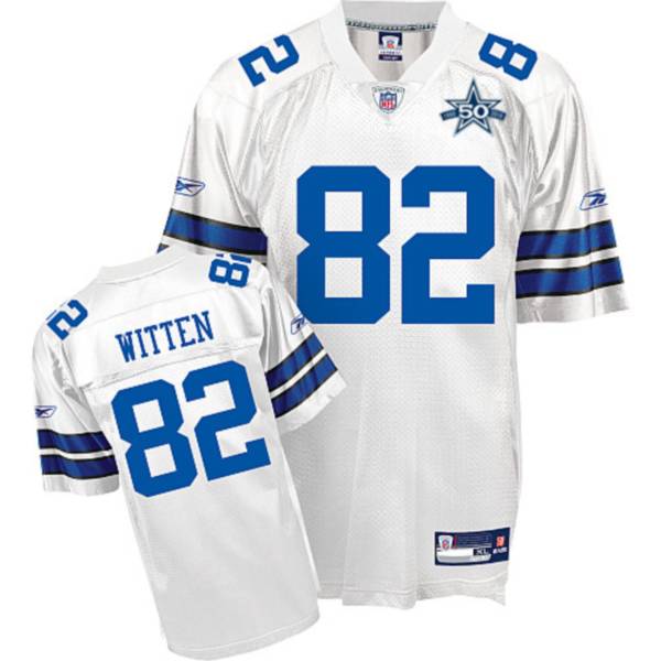 Cowboys #82 Jason Witten White Team 50TH Anniversary Patch Stitched NFL Jersey