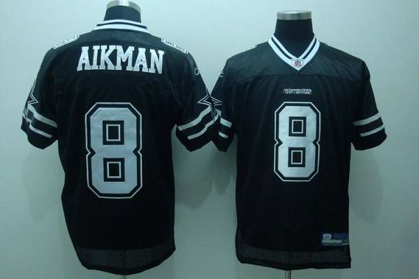 Cowboys #8 Troy Aikman Black Shadow Stitched NFL Jersey