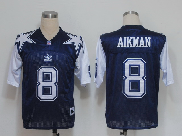 Mitchell & Ness Cowboys #8 Troy Aikma Deion Sanders Blue/White Stitched Throwback NFL Jersey