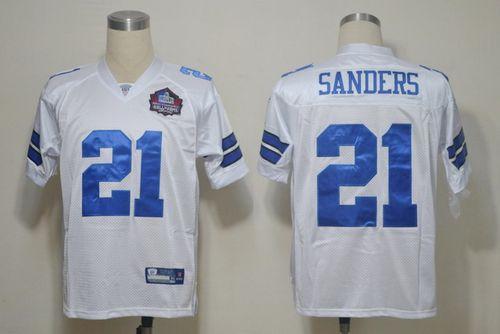 Cowboys #21 Deion Sanders White Hall of Fame 2012 Stitched NFL Jersey