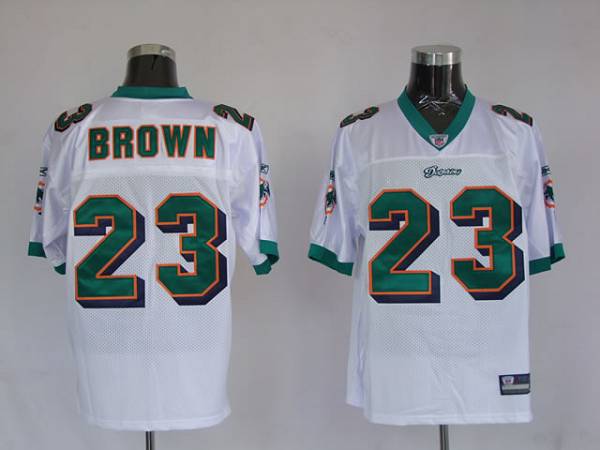 Dolphins Ronnie Brown #23 White Stitched NFL Jersey