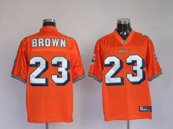 Dolphins Ronnie Brown #23 Orange Stitched NFL Jersey