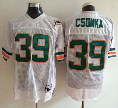 Mitchell And Ness Dolphins #39 Larry Csonka White Throwback Stitched NFL Jerseys