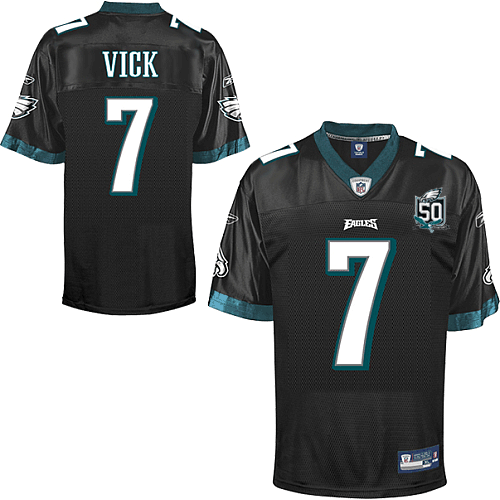Eagles Michael Vick #7 Black Stitched Team 50TH Anniversary Patch NFL Jersey