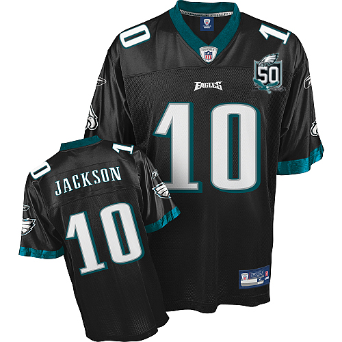 Eagles #10 DeSean Jackson Black Team 50TH Anniversary Patch Stitched NFL Jersey