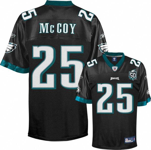 Eagles #25 LeSean McCoy Black Stitched With Team 50TH Patch NFL Jersey