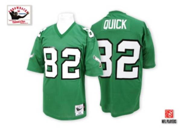 Mitchell And Ness Eagles #82 Mike Quick Green Stitched Throwback NFL Jersey
