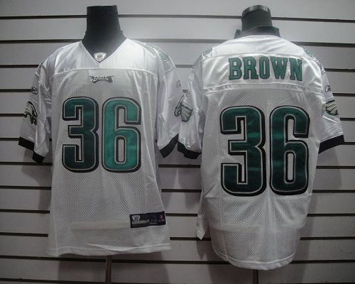 Eagles #36 Ronnie Brown White Stitched NFL Jersey