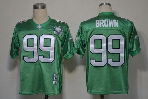 Mitchell And Ness Eagles #99 Jerome Brown Green Stitched Throwback NFL Jersey