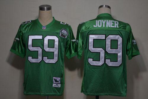 Mitchell And Ness Eagles #59 Seth Joyner Green Stitched Throwback NFL Jersey