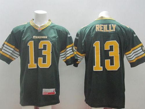Eskimos #13 Mike Reilly Green Stitched CFL Jersey