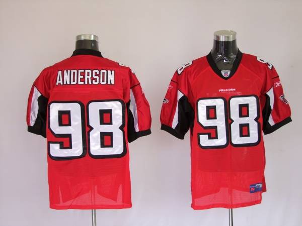 Falcons #98 Jamaal Anderson Red Stitched NFL Jersey