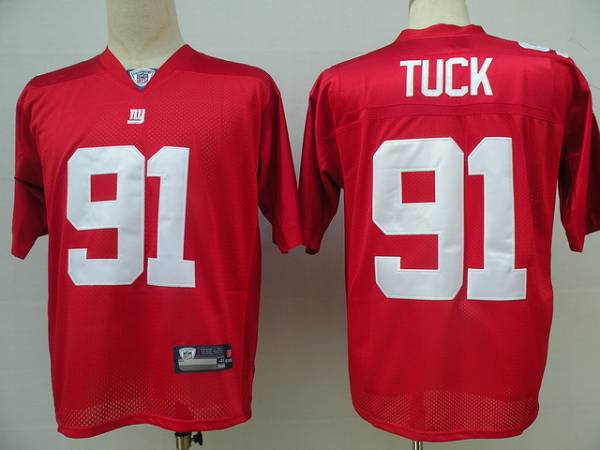 Giants #91 Justin Tuck Red Stitched NFL Jersey
