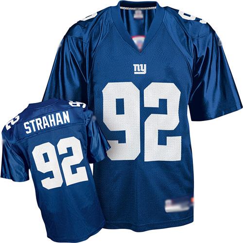 Giants #92 Michael Strahan Blue Stitched NFL Jersey