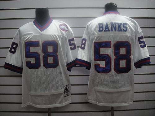 Mitchell and Ness Giants #58 Carl Banks White Stitched NFL Jersey