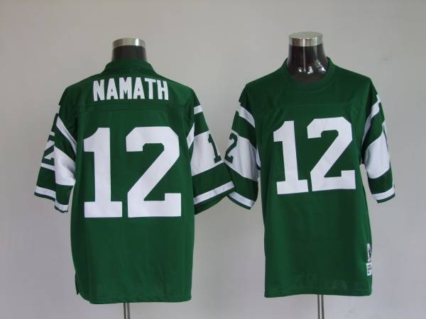 Mitchell and Ness Jets Joe Namath #12 Stitched Green NFL Jersey